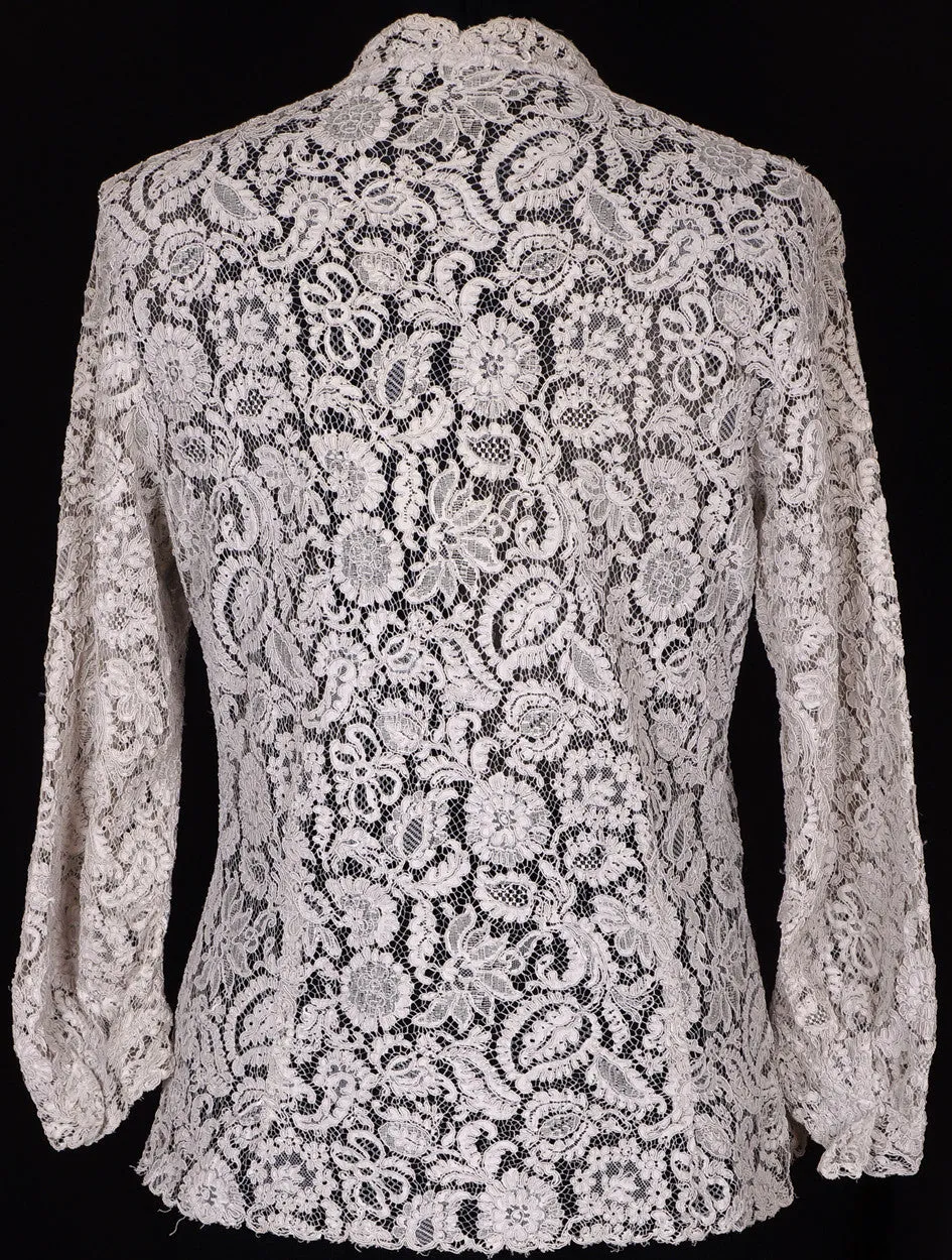 1950s Alencon Lace Blouse - Gray - M