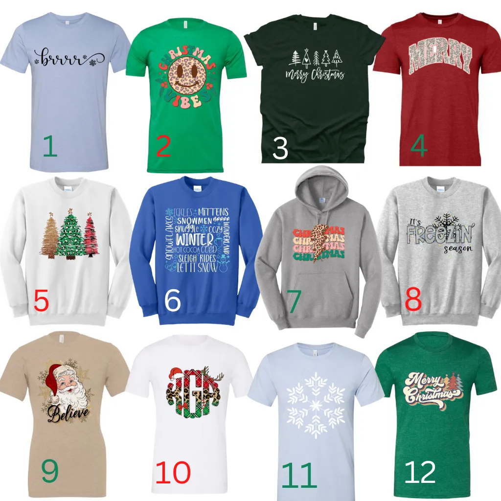 2022 Holiday Long Sleeve Tee - 12 Designs Choice