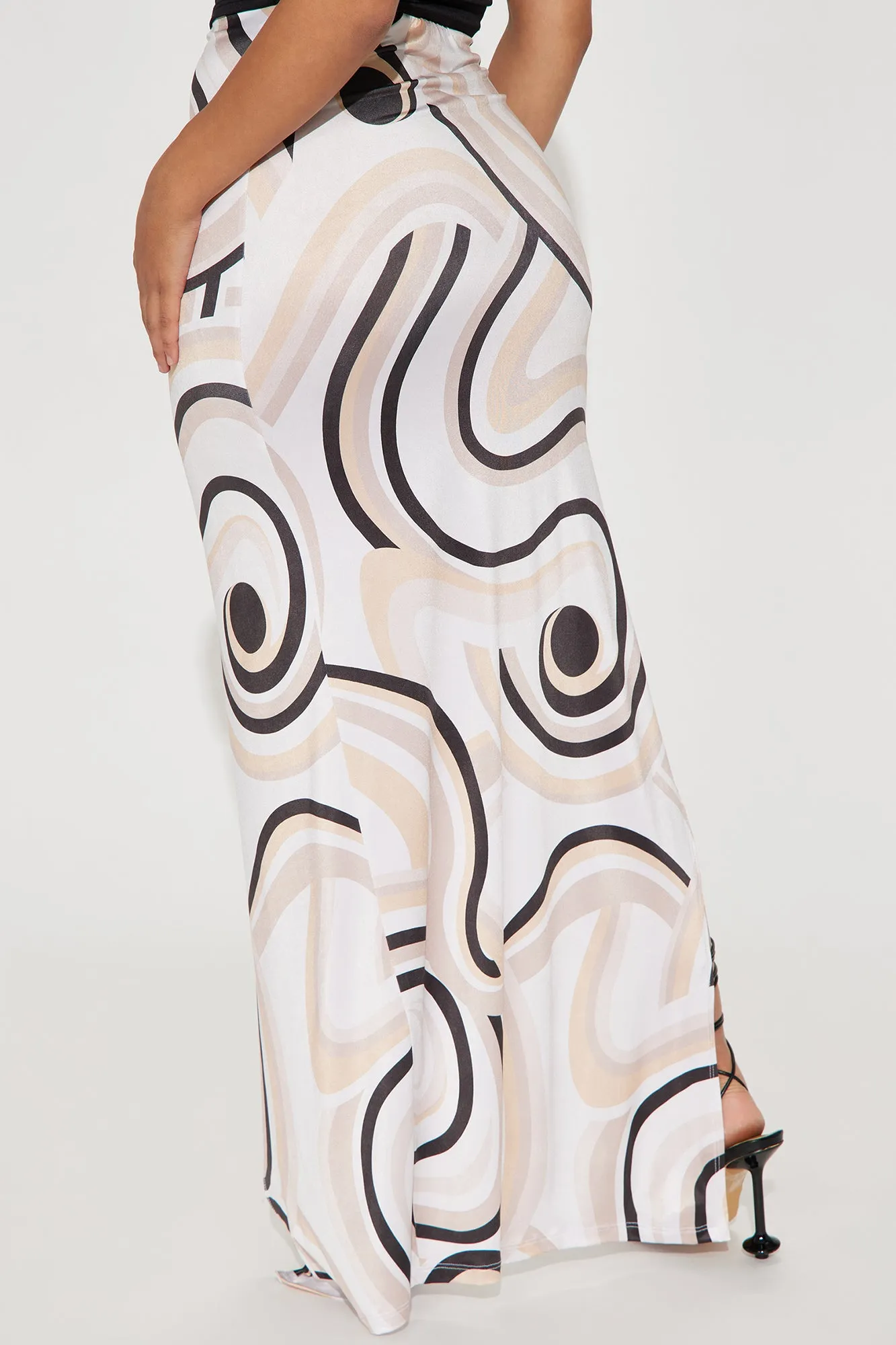 Area Codes Printed Maxi Skirt - Ivory/combo