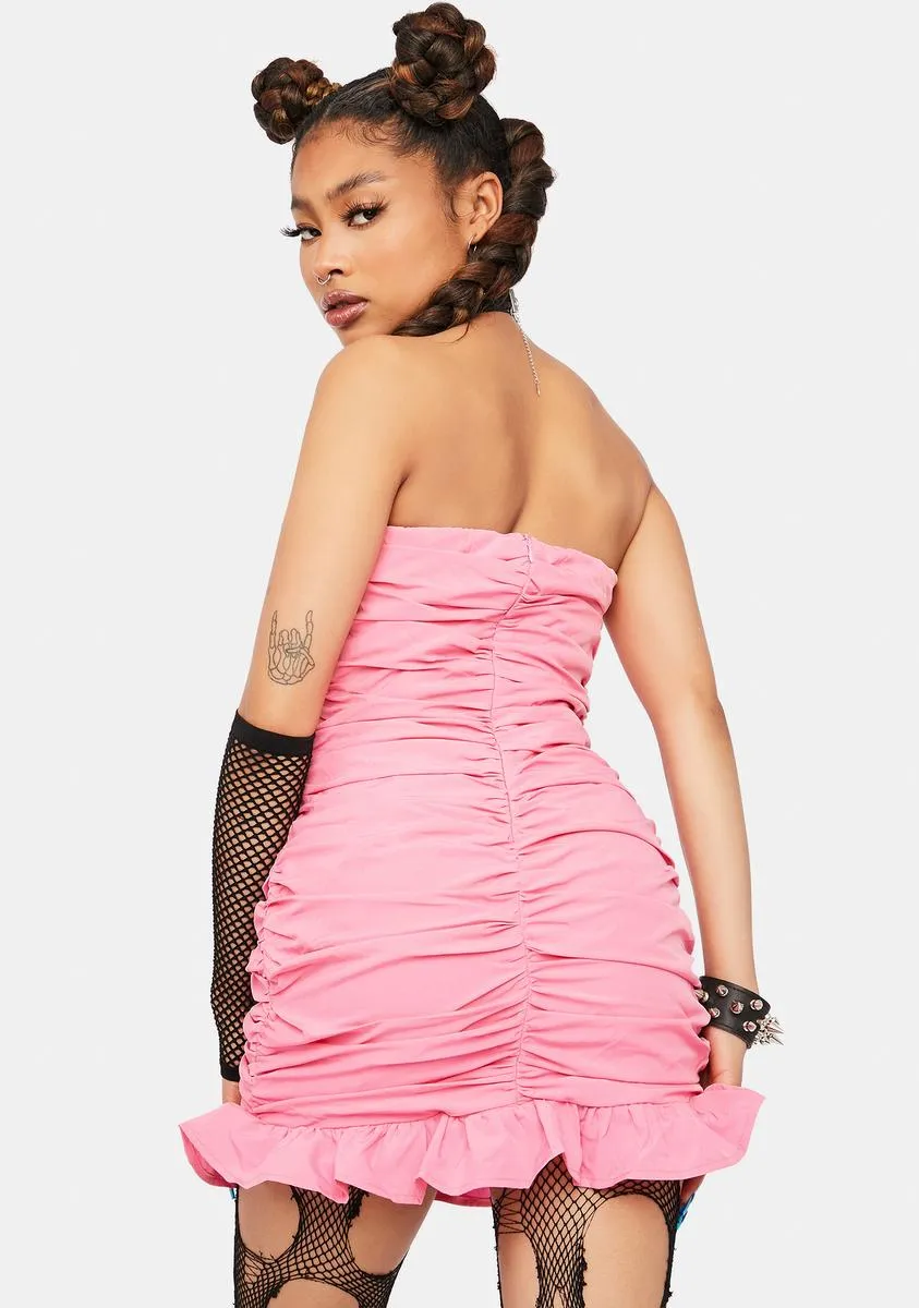 Be Unique Strapless Ruched Mini Dress