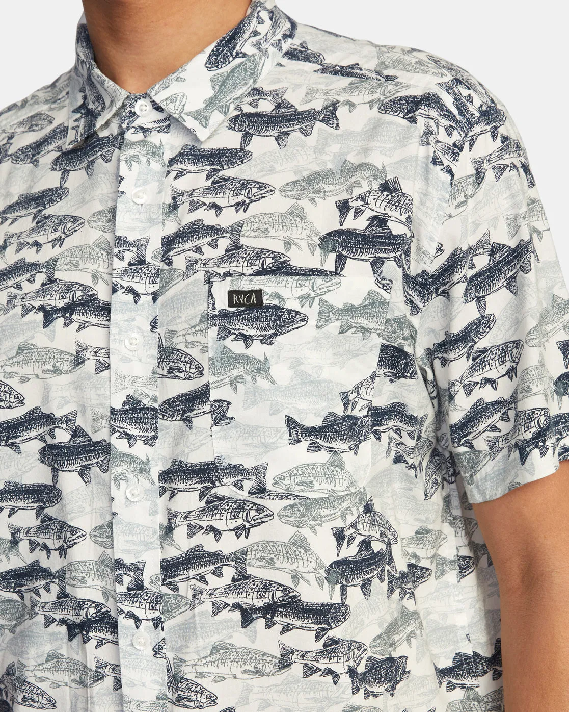 Ben Horton Fish Camo Short Sleeve Shirt - Antique White