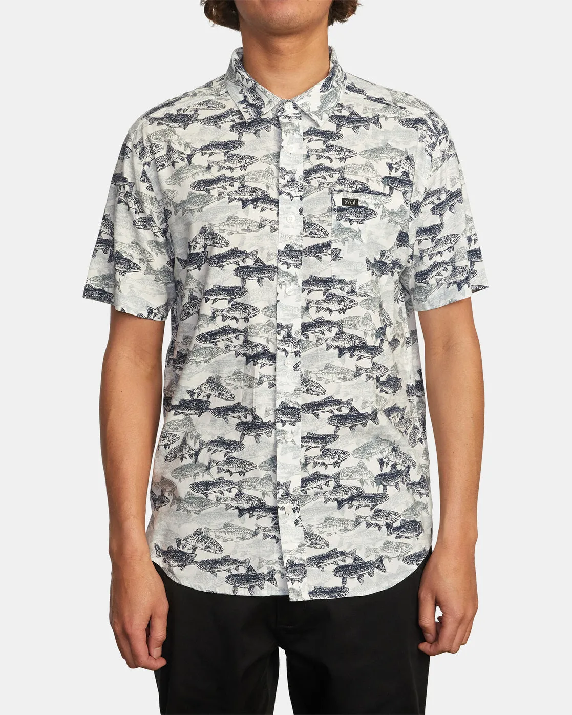 Ben Horton Fish Camo Short Sleeve Shirt - Antique White