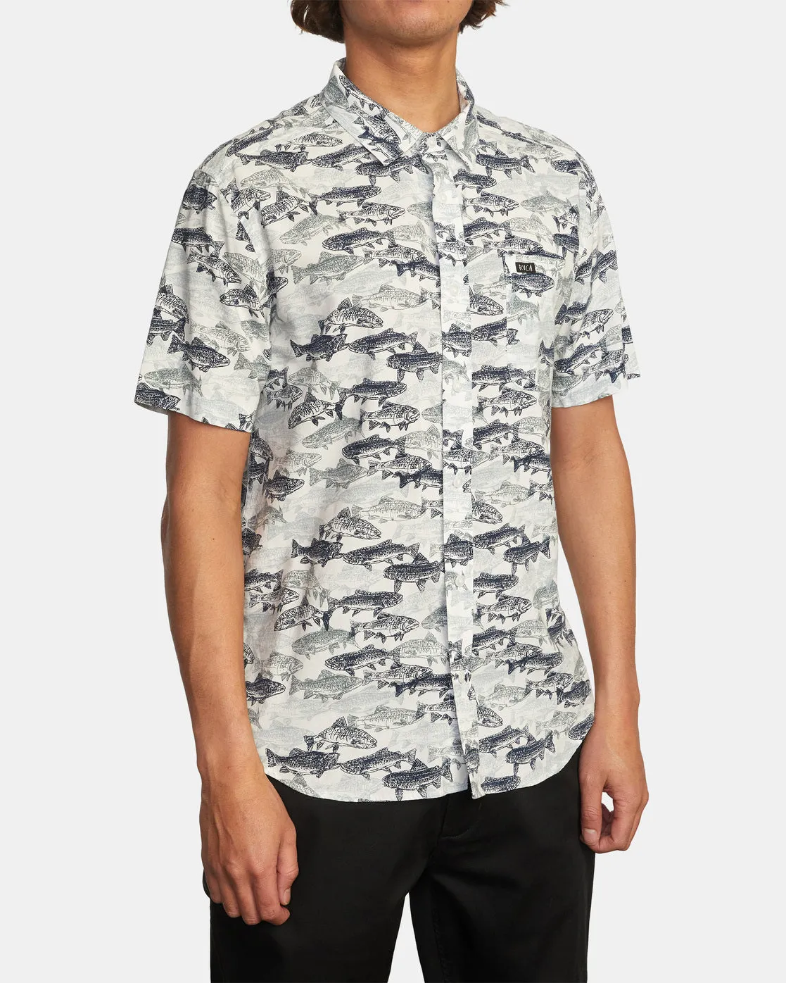 Ben Horton Fish Camo Short Sleeve Shirt - Antique White