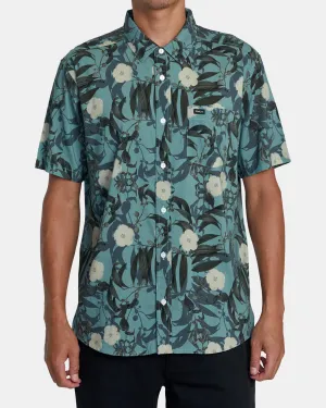 Botanical Short Sleeve Woven Shirt - Green Tea