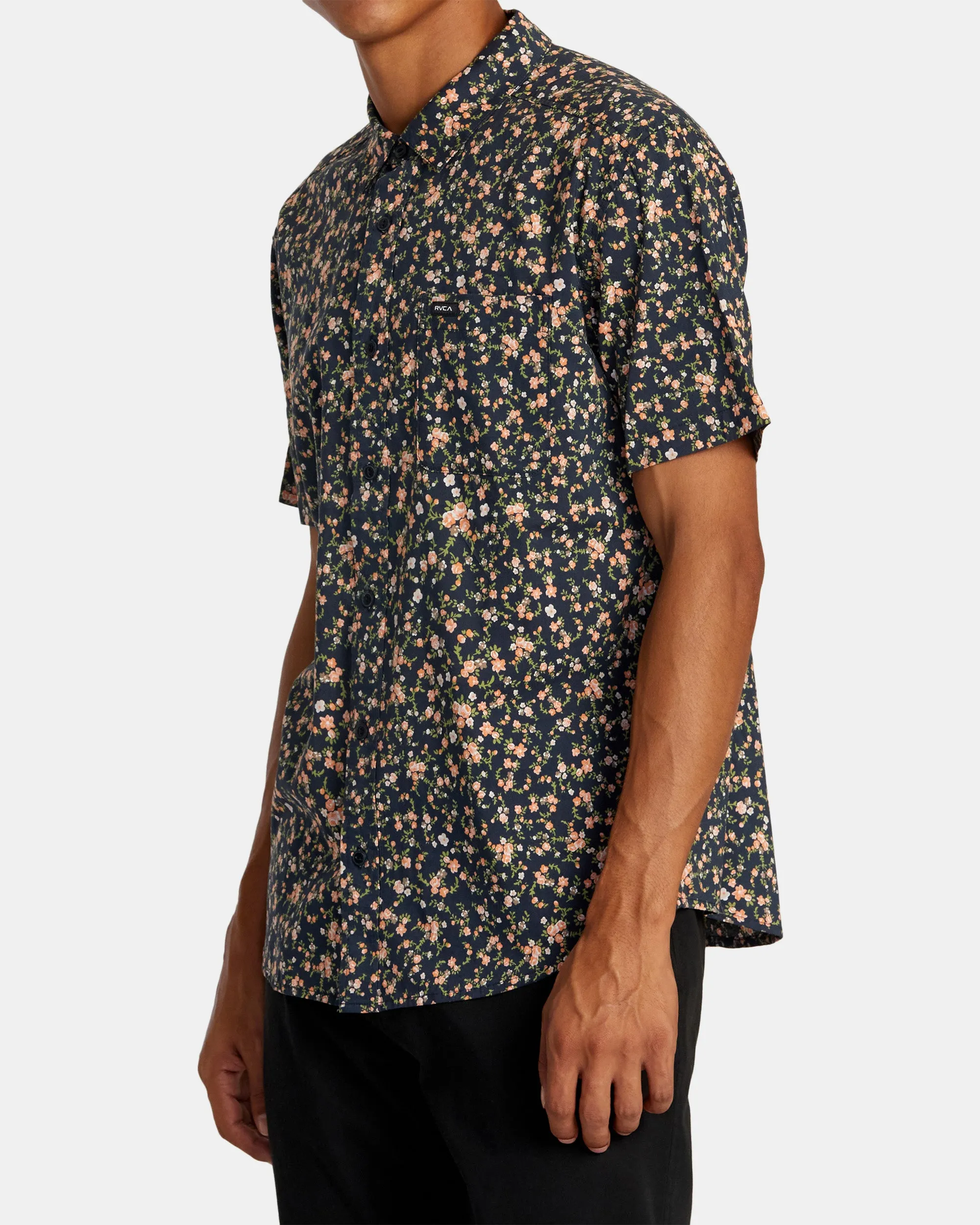 Botanical Short Sleeve Woven Shirt - Navy Marine