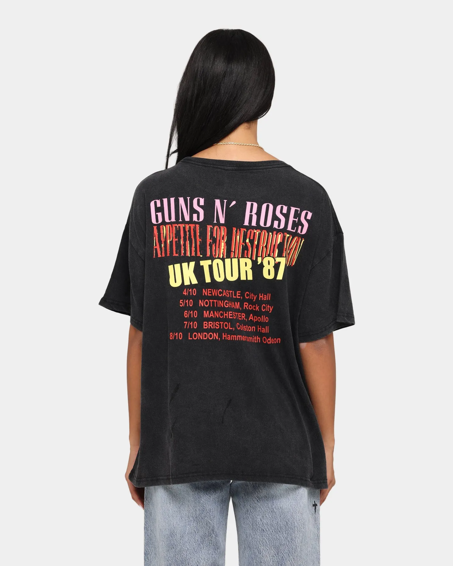 Bravado Women's Guns N' Roses UK Tour '87 T-Shirt Black