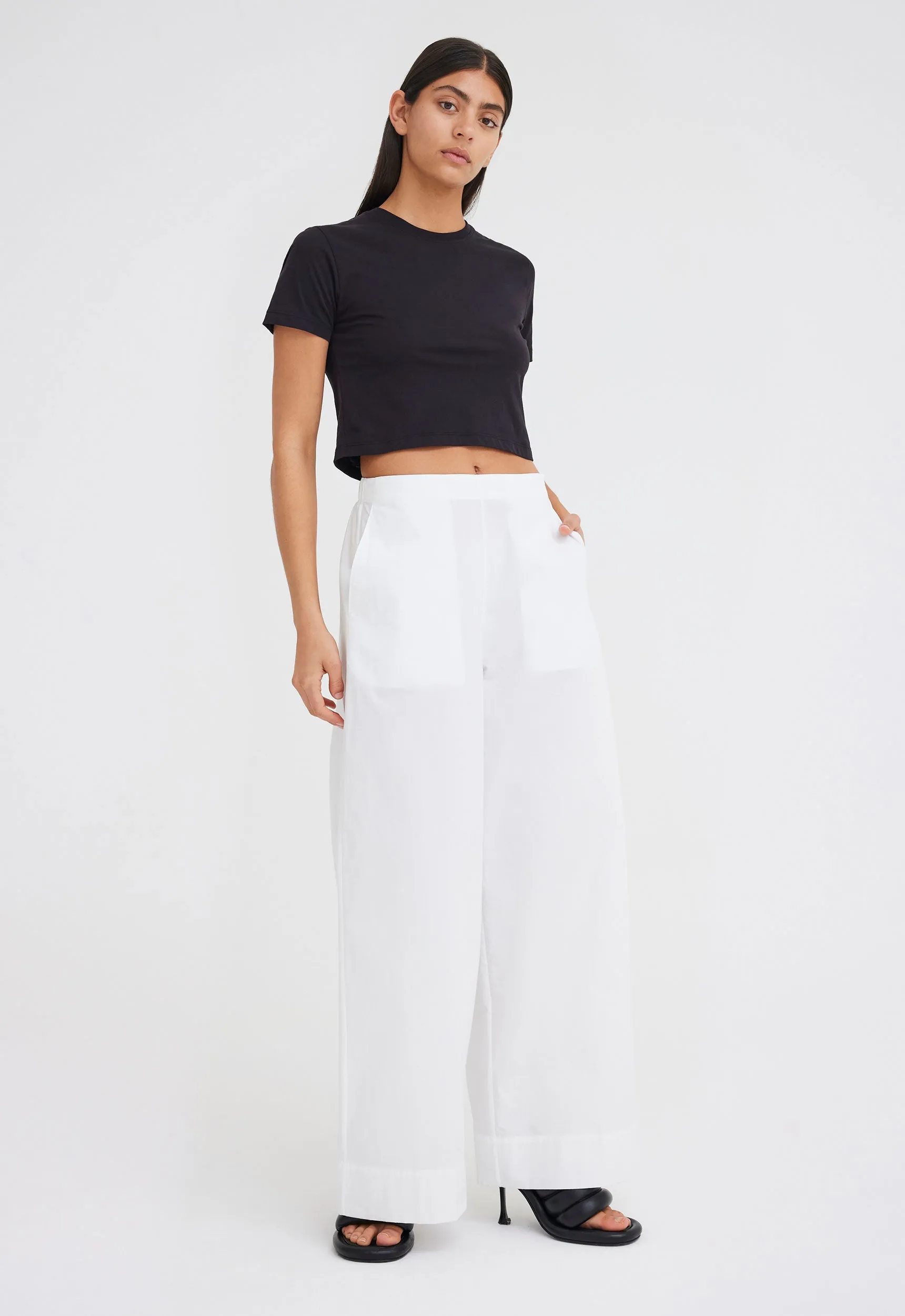 Briar Cotton Wide Leg Pant - White