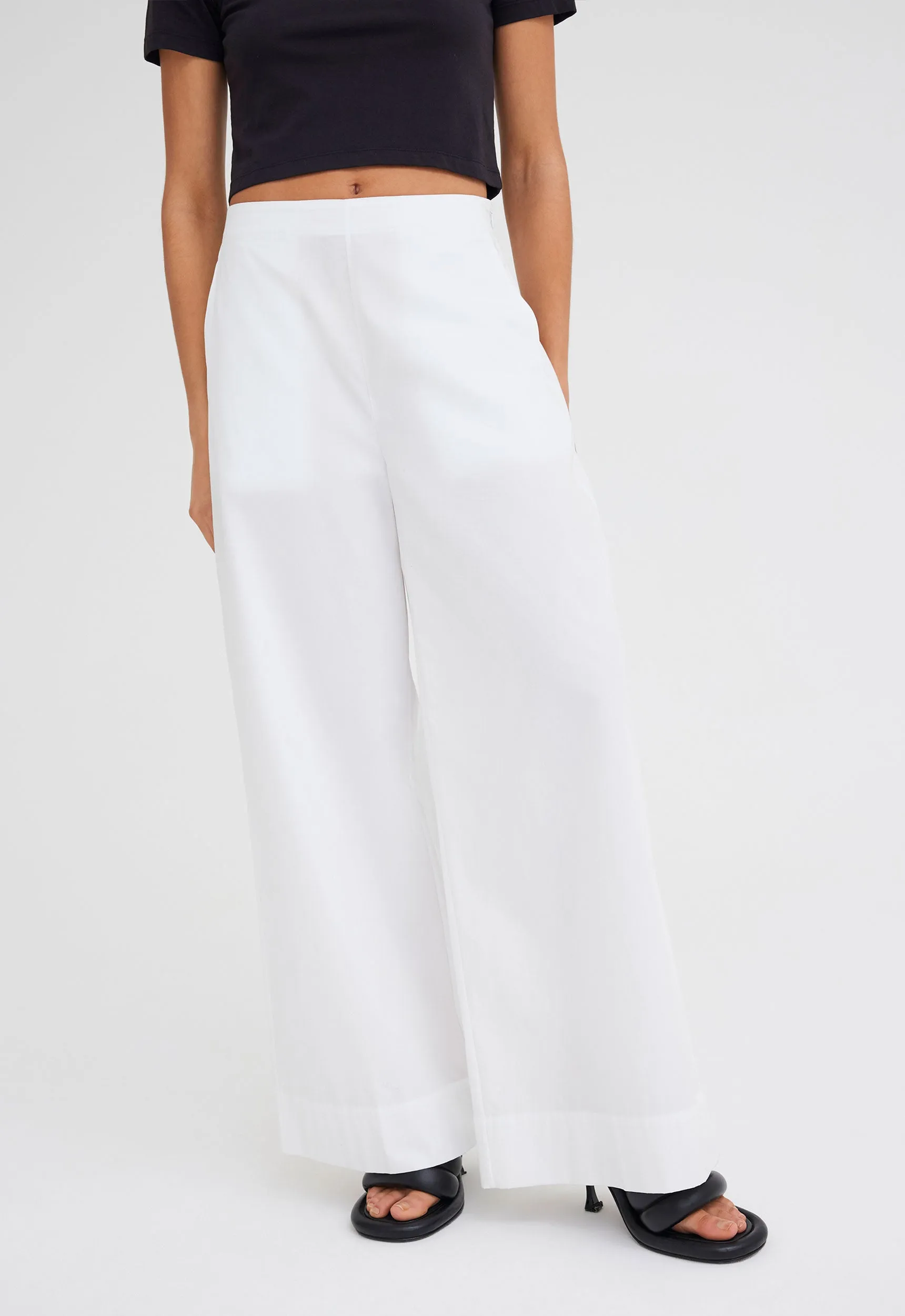 Briar Cotton Wide Leg Pant - White