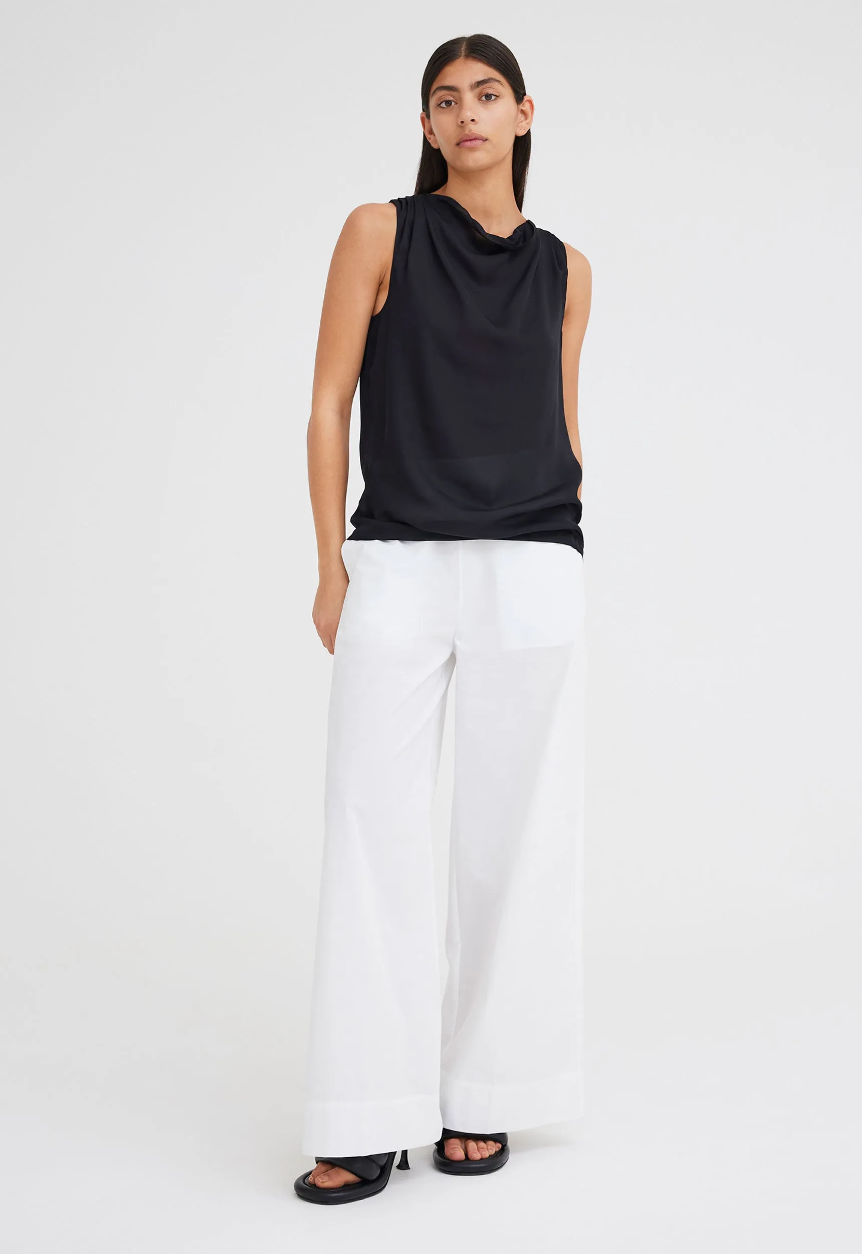 Briar Cotton Wide Leg Pant - White