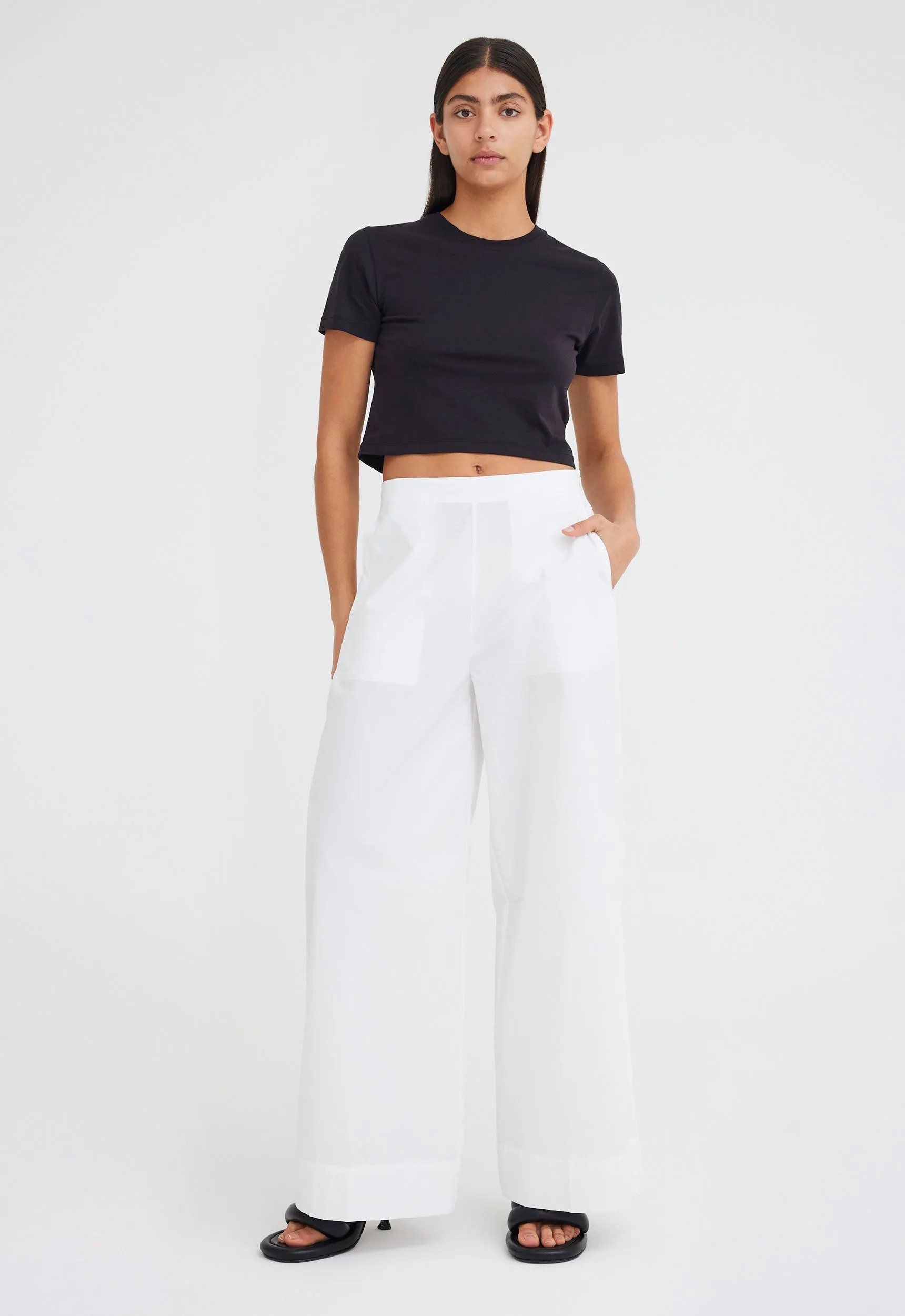 Briar Cotton Wide Leg Pant - White