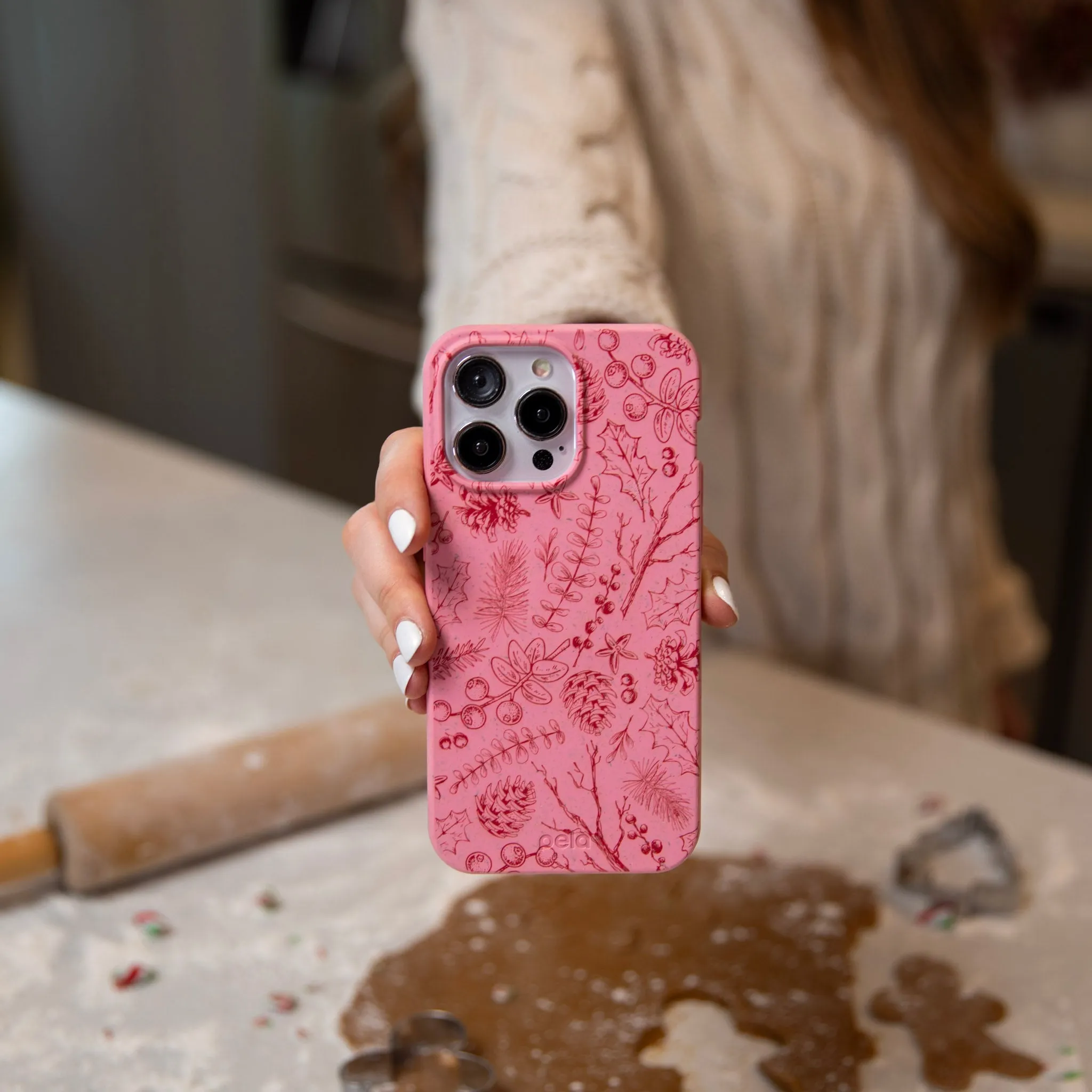 Bubblegum Pink Festive Forest iPhone 14 Pro Max Case