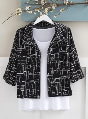 Chalk Drawing Cropped Jacket FINAL SALE (No Returns)