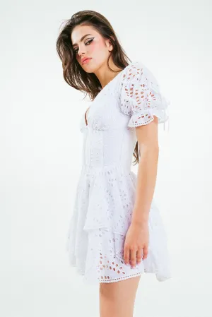 'CHRISTIE' Broderie Anglaise White Cotton Mini Dress