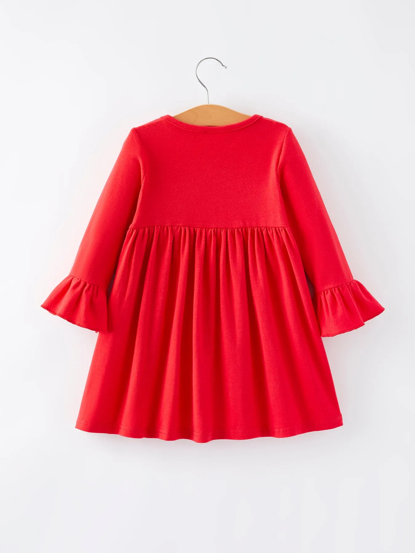 Christmas Bow Red Smocking Embroidery Girls Dress