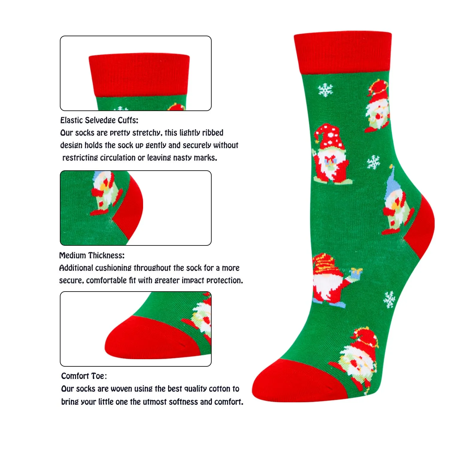 Christmas Gifts Stocking Socks for Boy Girl - Gnome Reindeer Xmas Socks for Kids with Greeting Card 10-12 Years