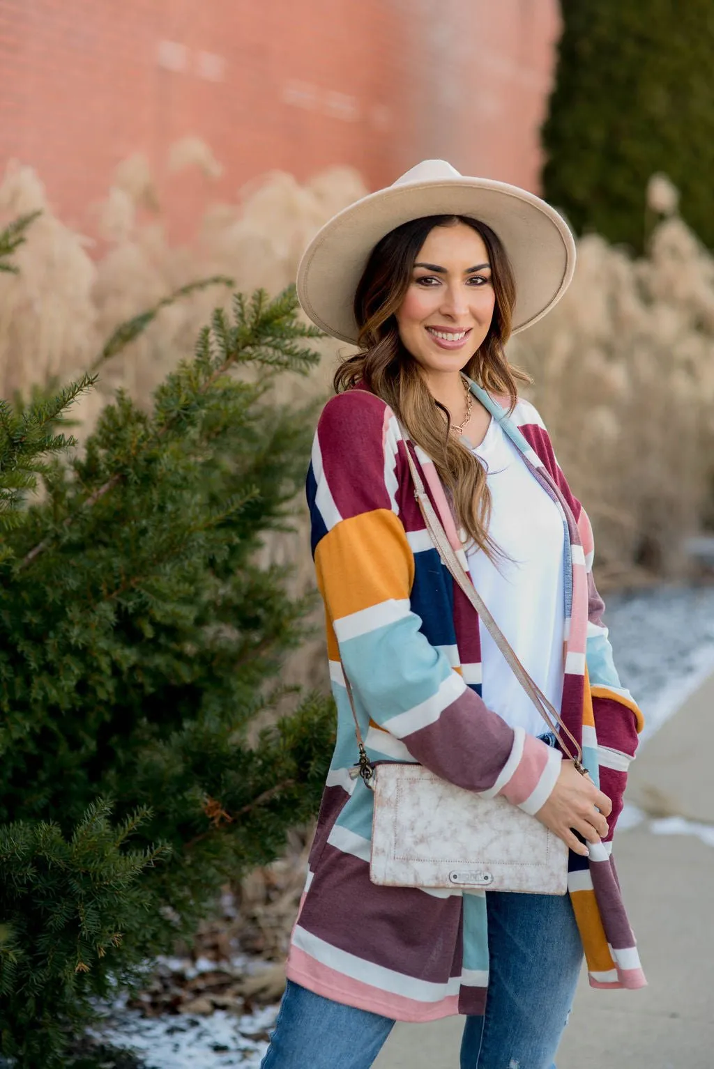 Color Blocked Mixed Stripe Cardigan