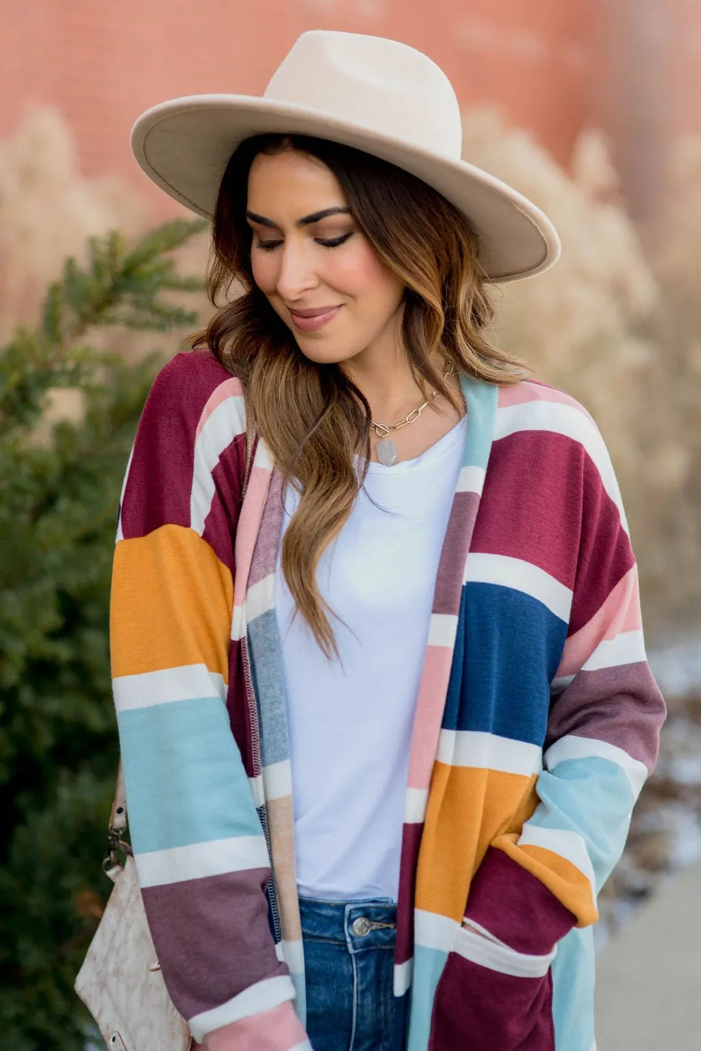 Color Blocked Mixed Stripe Cardigan