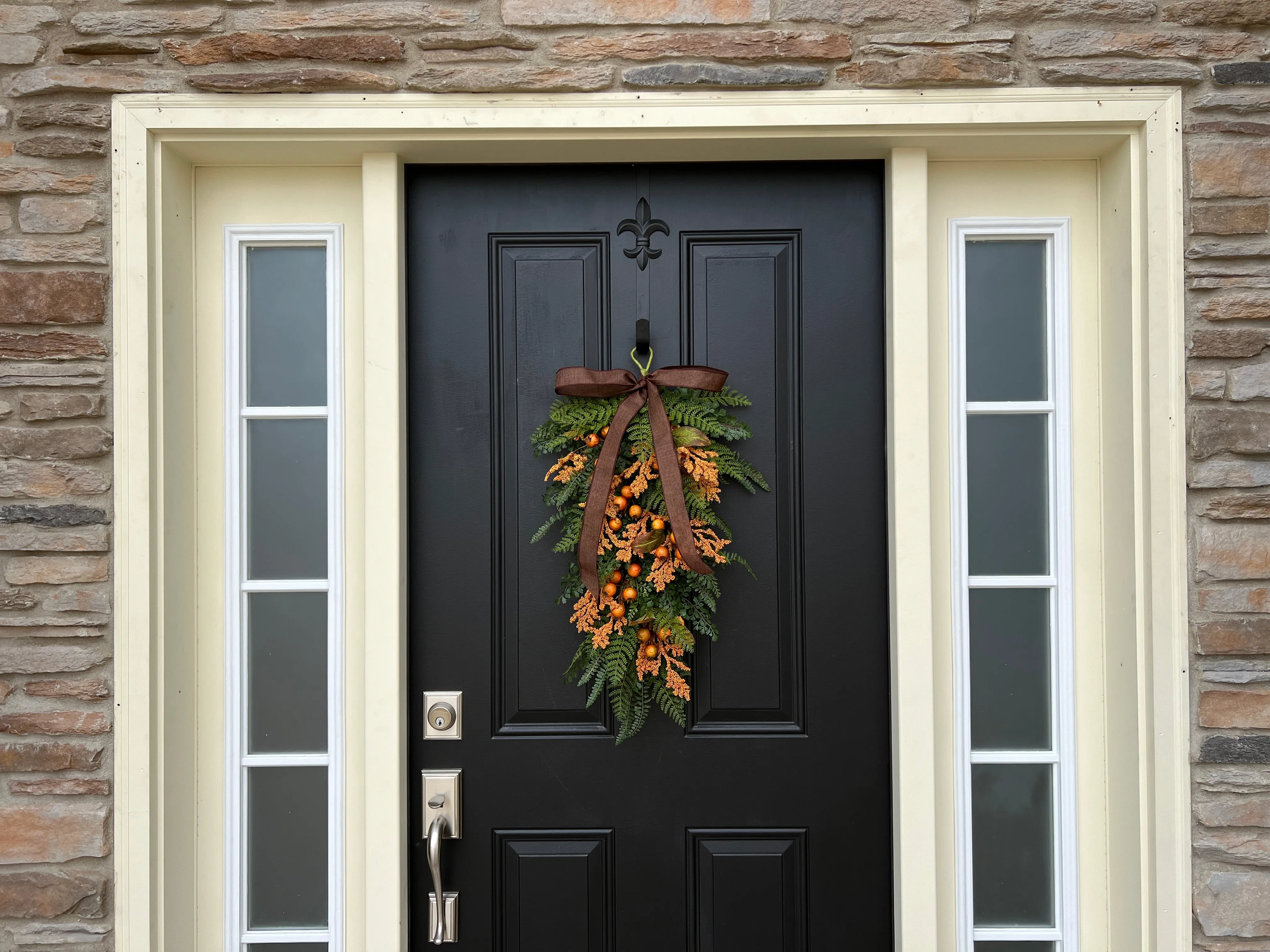 Cozy Fern Swag with Orange Fall Berry Clusters