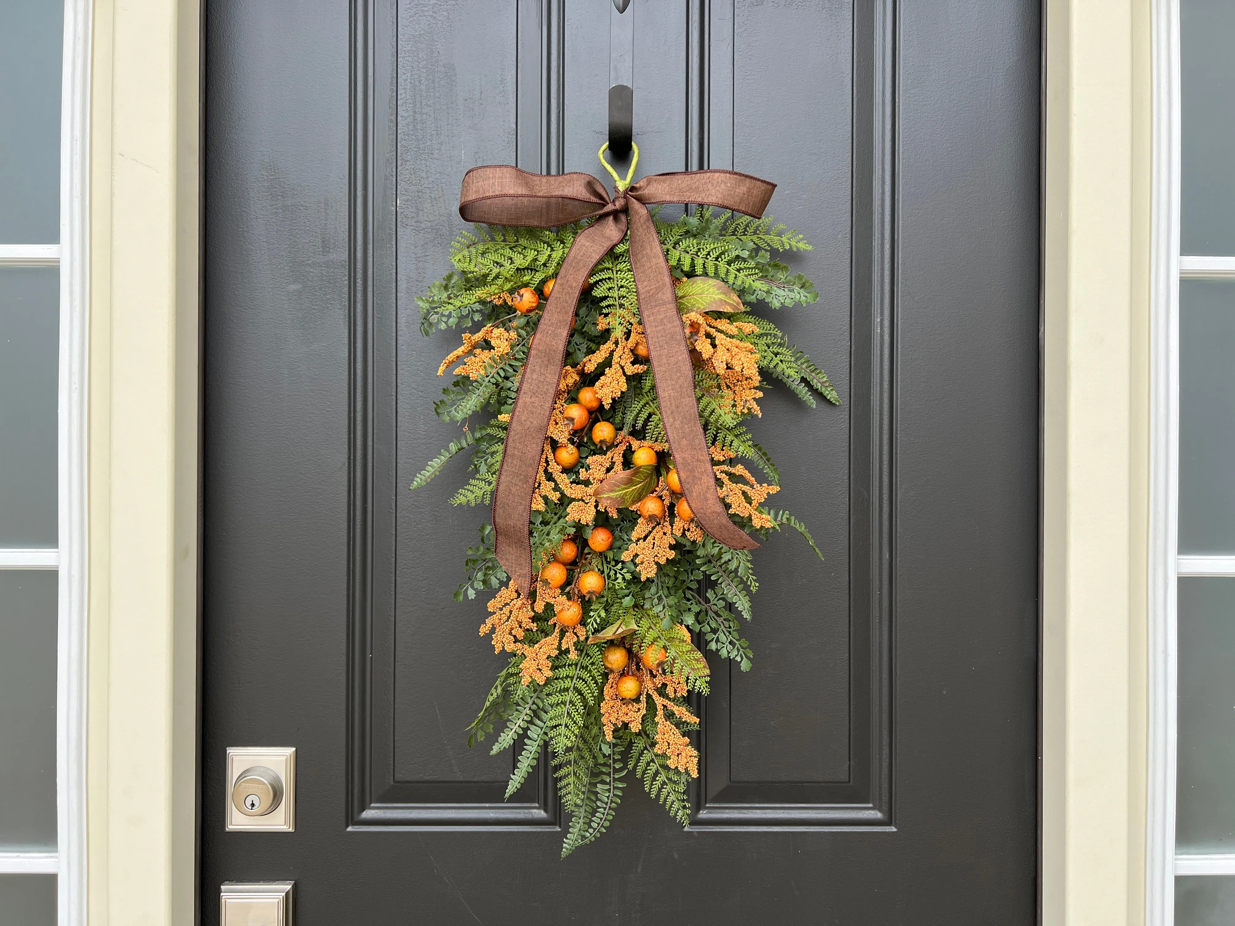 Cozy Fern Swag with Orange Fall Berry Clusters