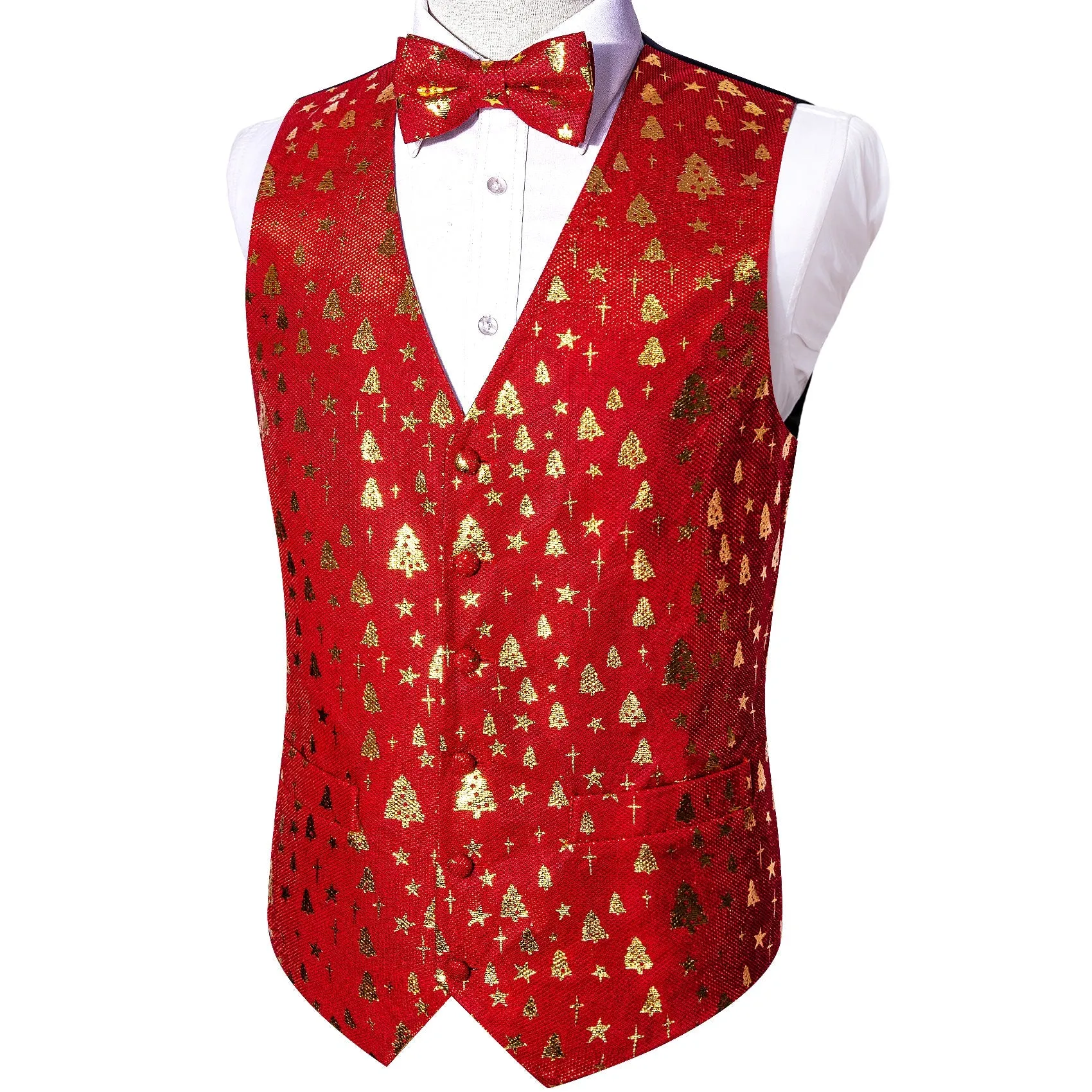 Crimson & Gold Christmas Tree Festive Vest Set