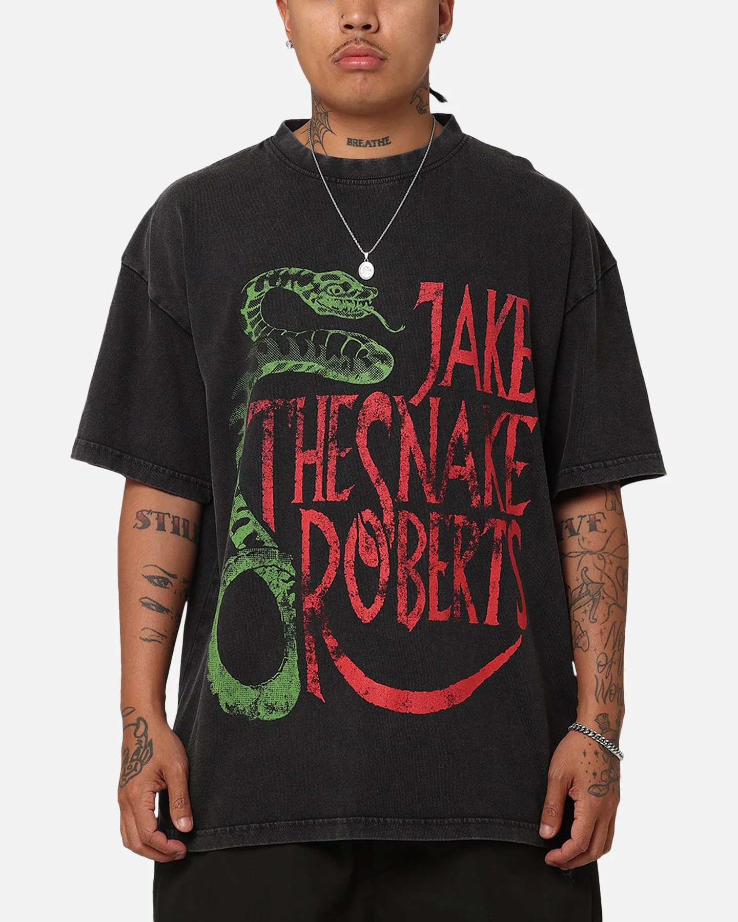 Culture Kings X WWE Jake "The Snake" Roberts Vintage T-Shirt Black Acidwash