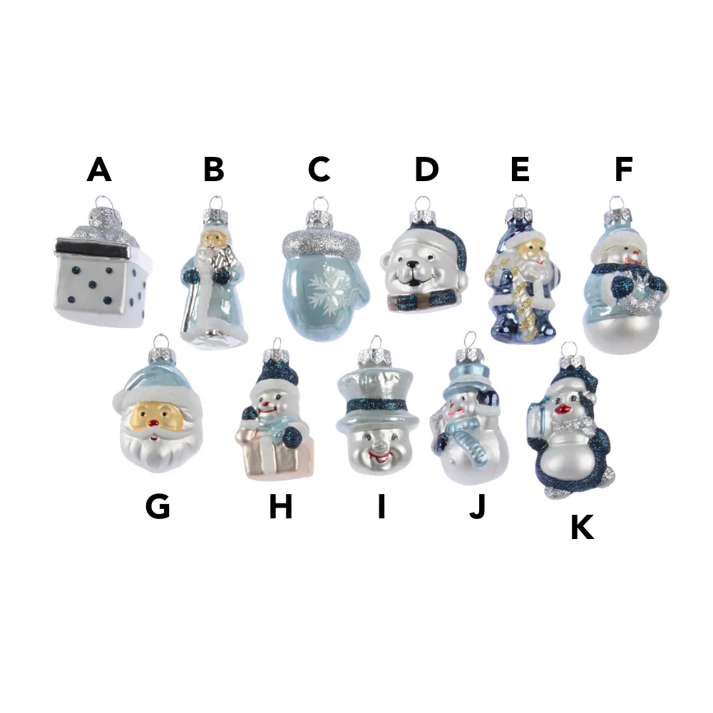 Decoris 7cm Christmas Glass Figure Bauble (Choice of 11)