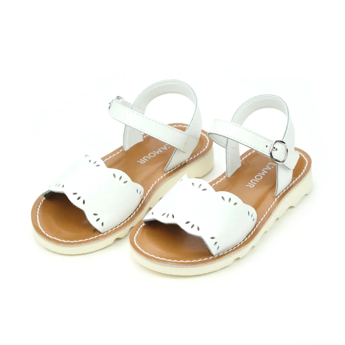 Ella Scalloped Sandal - White