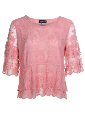 Embroidered 100% Cotton Top | SOFT PINK | 6401A1