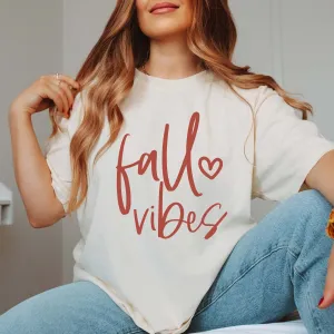 Fall Vibes Heart Comfort Color Wholesale Tee - Quick Shipping