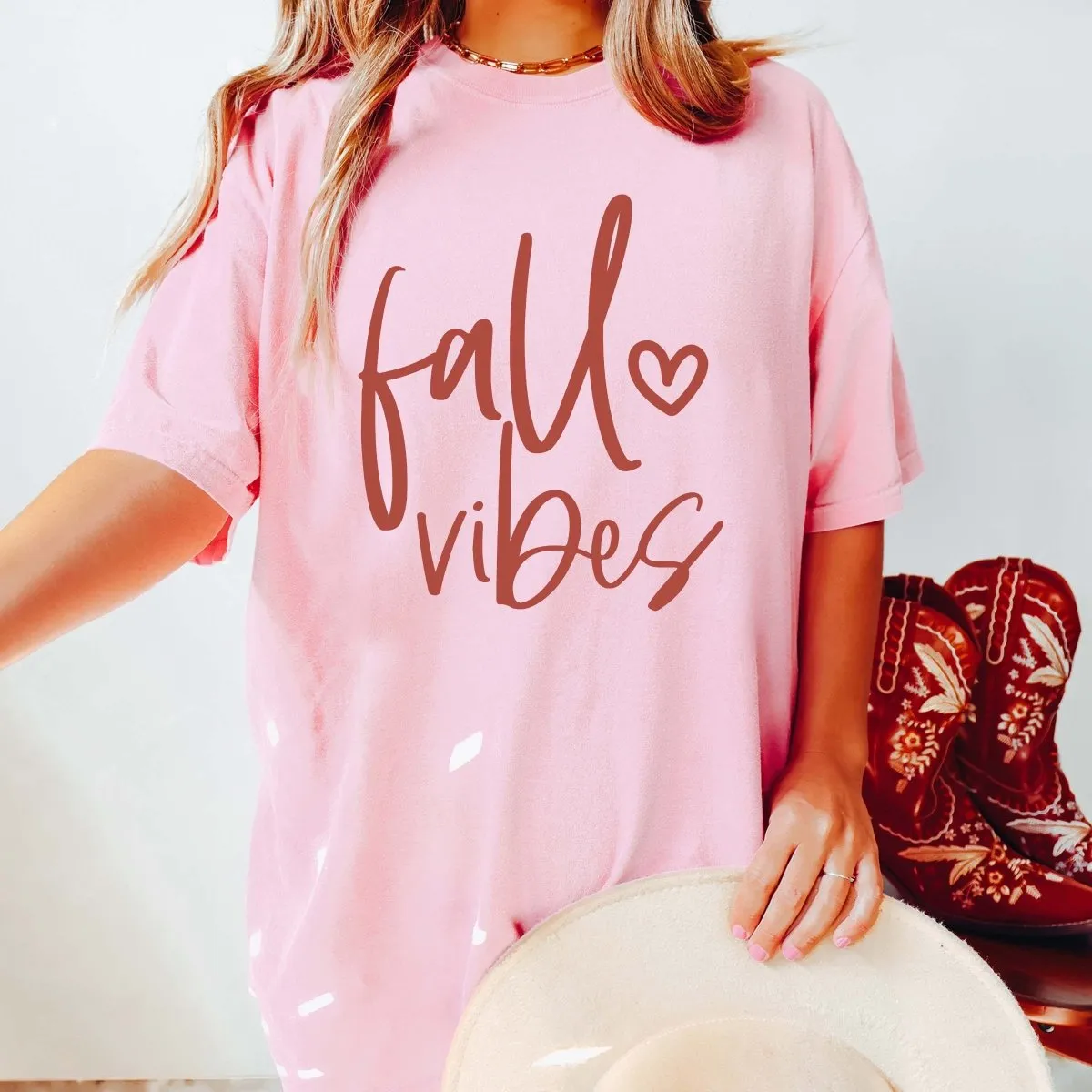 Fall Vibes Heart Comfort Color Wholesale Tee - Quick Shipping