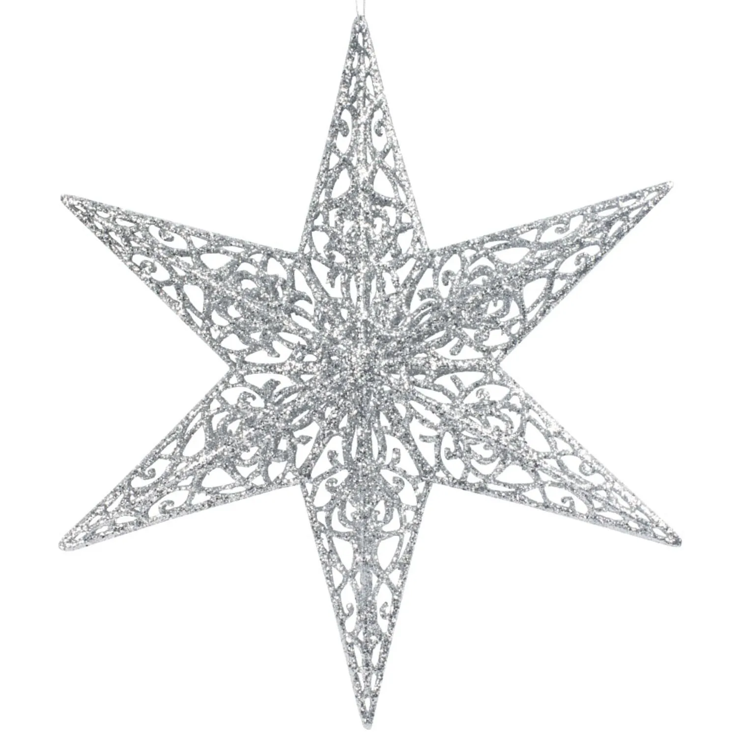 Festive 35cm 3D Silver Glitter Snowflake