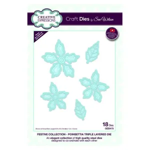 Festive Collection Poinsettia Triple Layered die