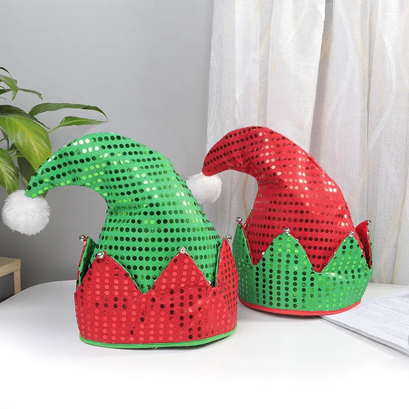 Festive Elf Sparkle Hat - Sequin Christmas Holiday Accessory