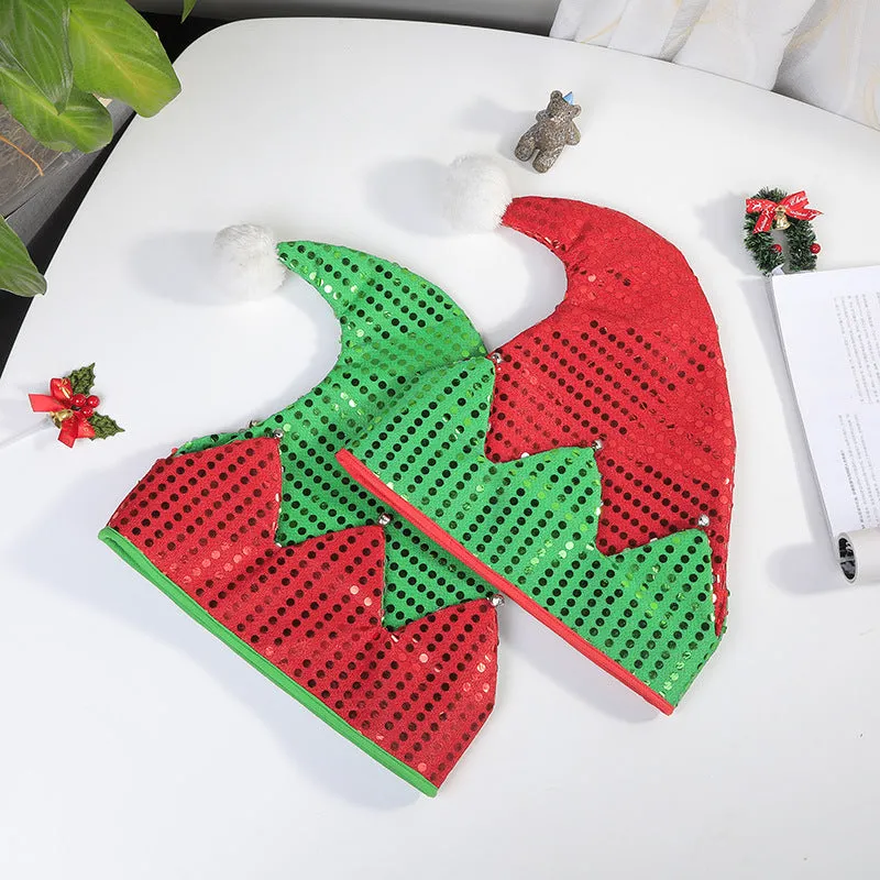 Festive Elf Sparkle Hat - Sequin Christmas Holiday Accessory