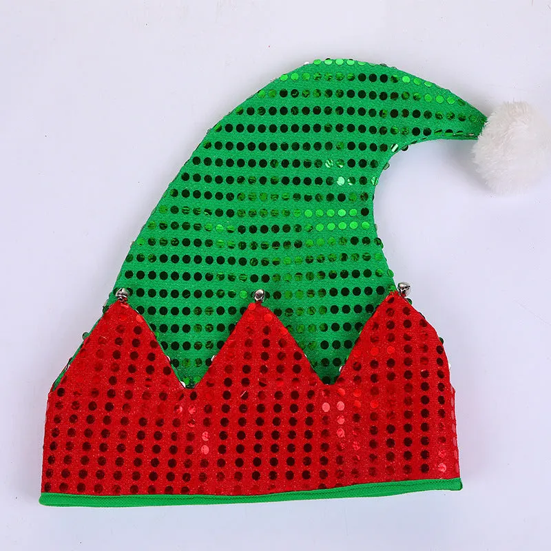 Festive Elf Sparkle Hat - Sequin Christmas Holiday Accessory