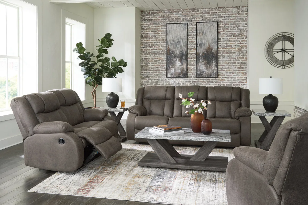 First Base Gunmetal Reclining Sofa, Loveseat and Recliner