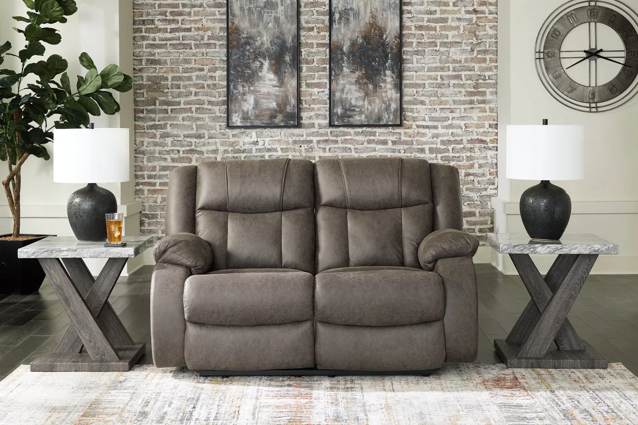 First Base Gunmetal Reclining Sofa, Loveseat and Recliner