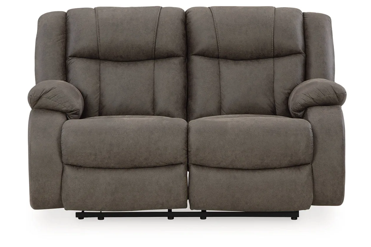 First Base Gunmetal Reclining Sofa, Loveseat and Recliner