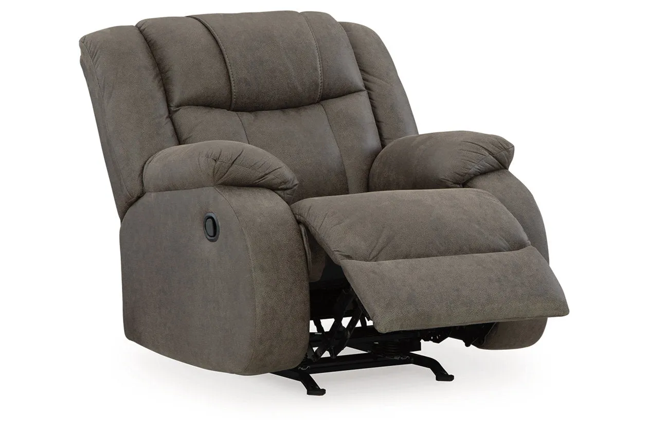 First Base Gunmetal Reclining Sofa, Loveseat and Recliner