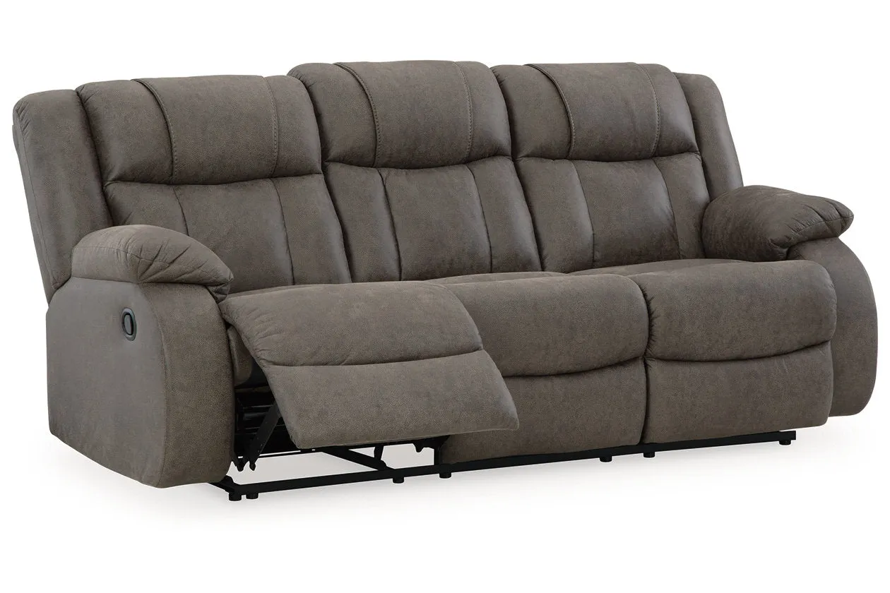 First Base Gunmetal Reclining Sofa, Loveseat and Recliner