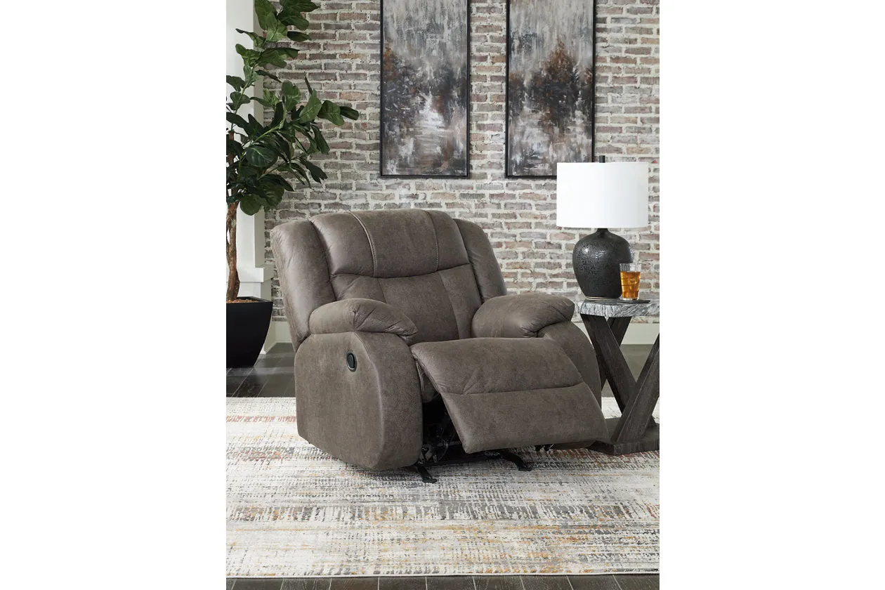 First Base Gunmetal Reclining Sofa, Loveseat and Recliner