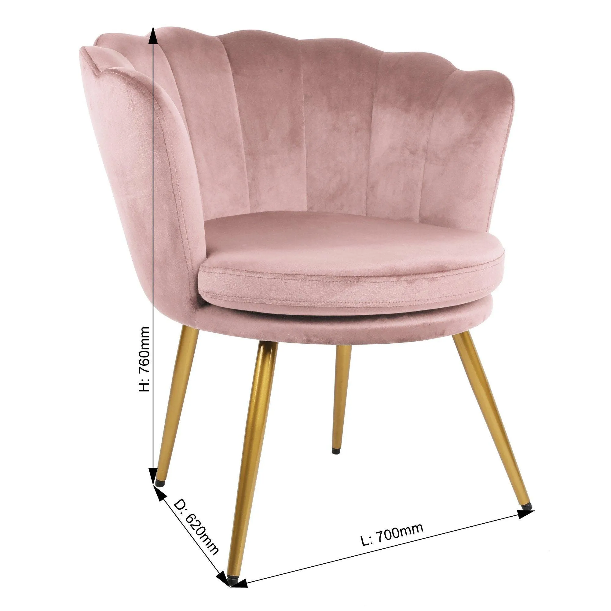 Flora accent chair - scalloped - blush pink