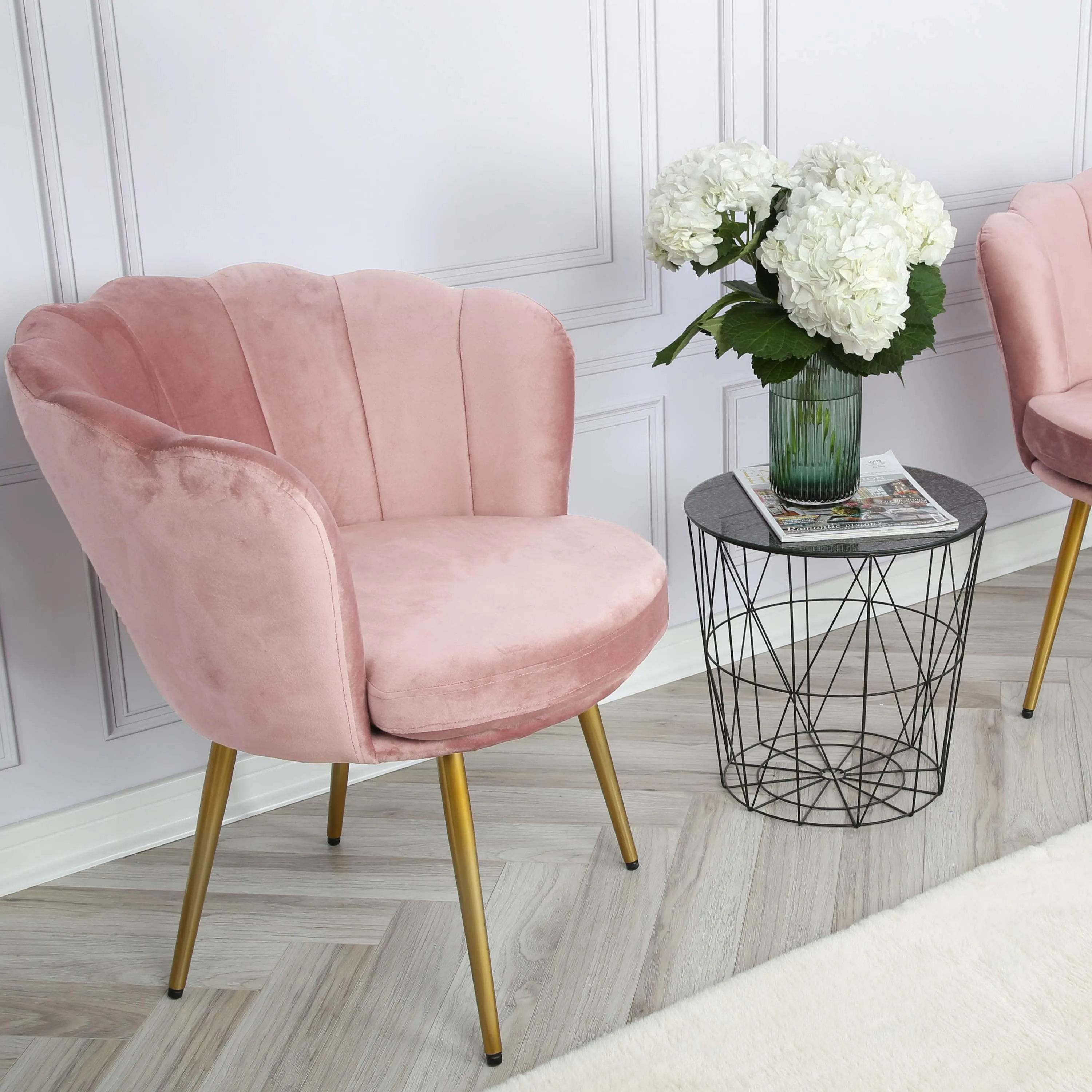 Flora accent chair - scalloped - blush pink