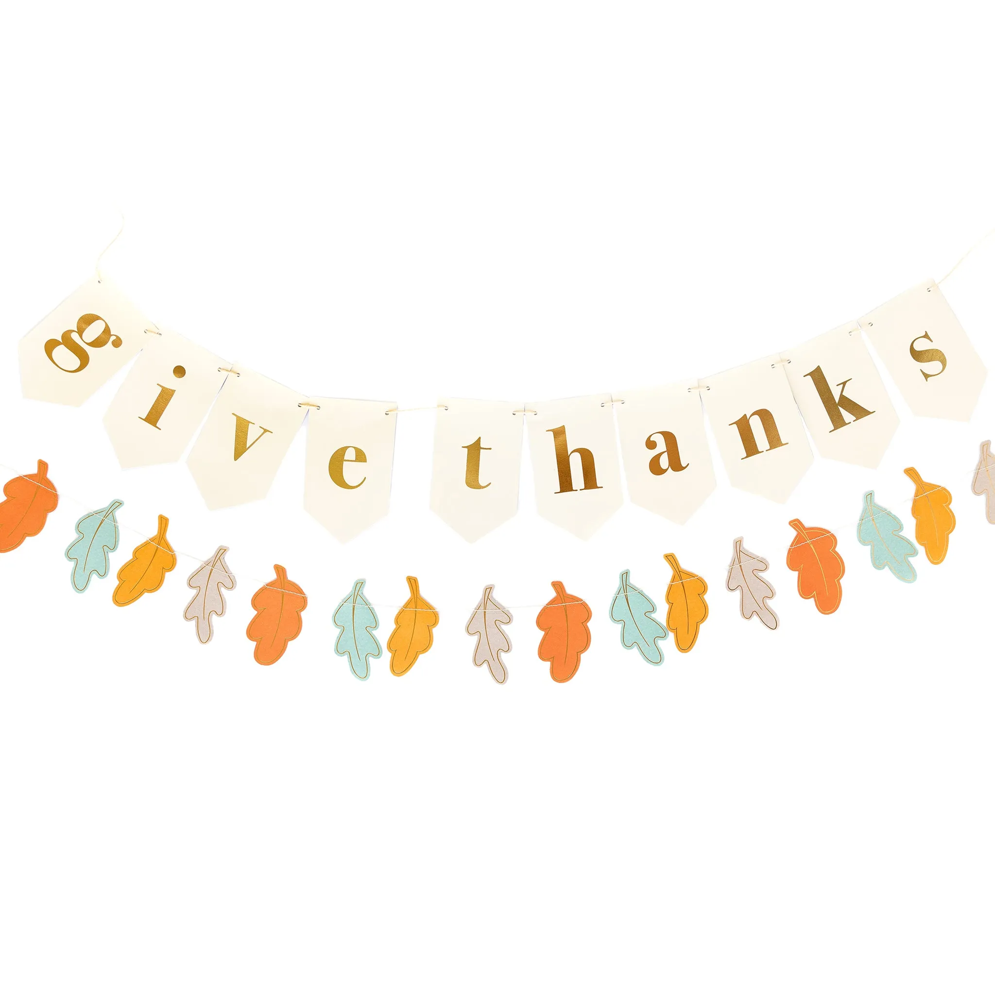 Give Thanks & Leaves Banner Set