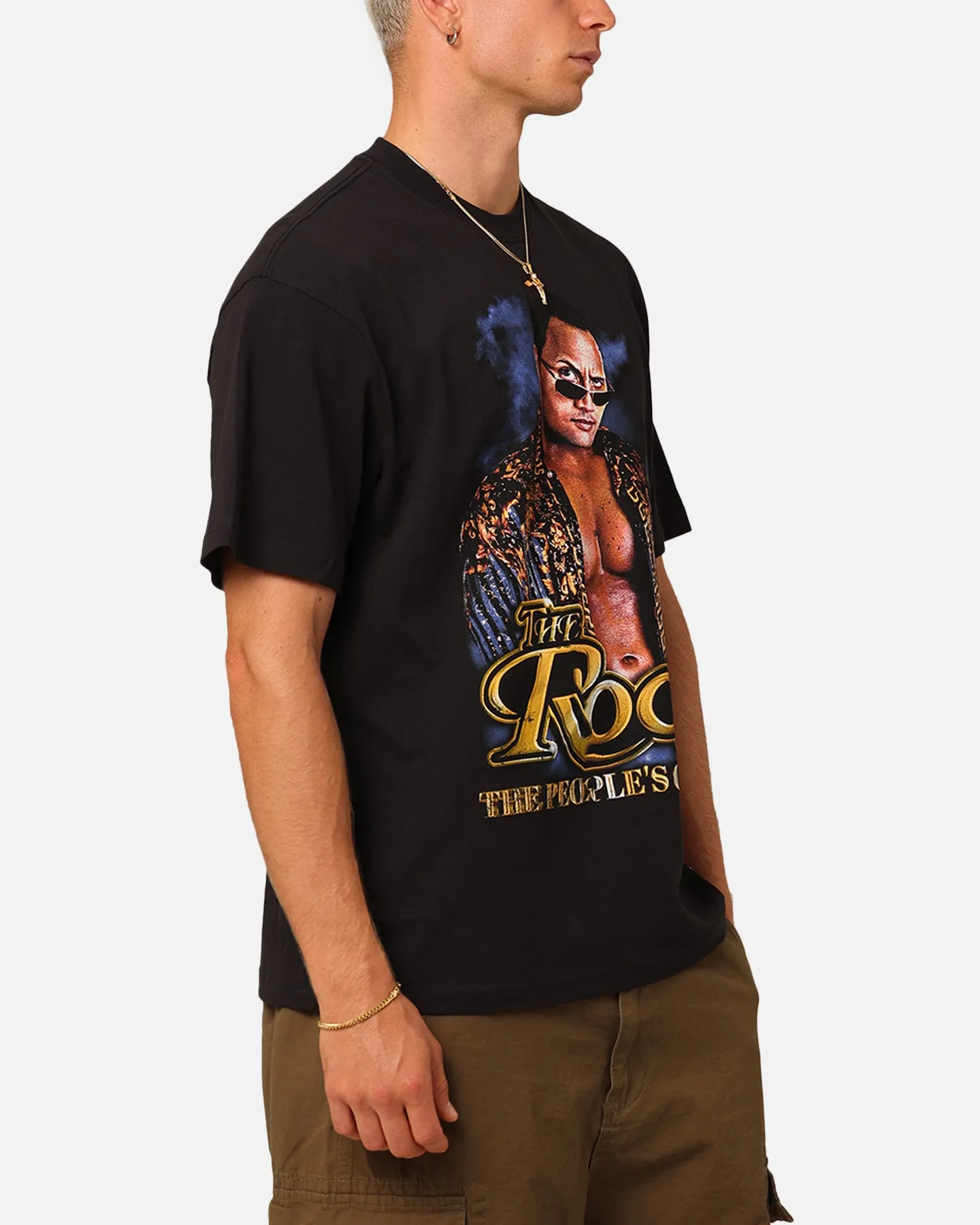 Mitchell & Ness X WWE Dwayne "The Rock" Johnson The People's Champ T-Shirt Overdyed Black