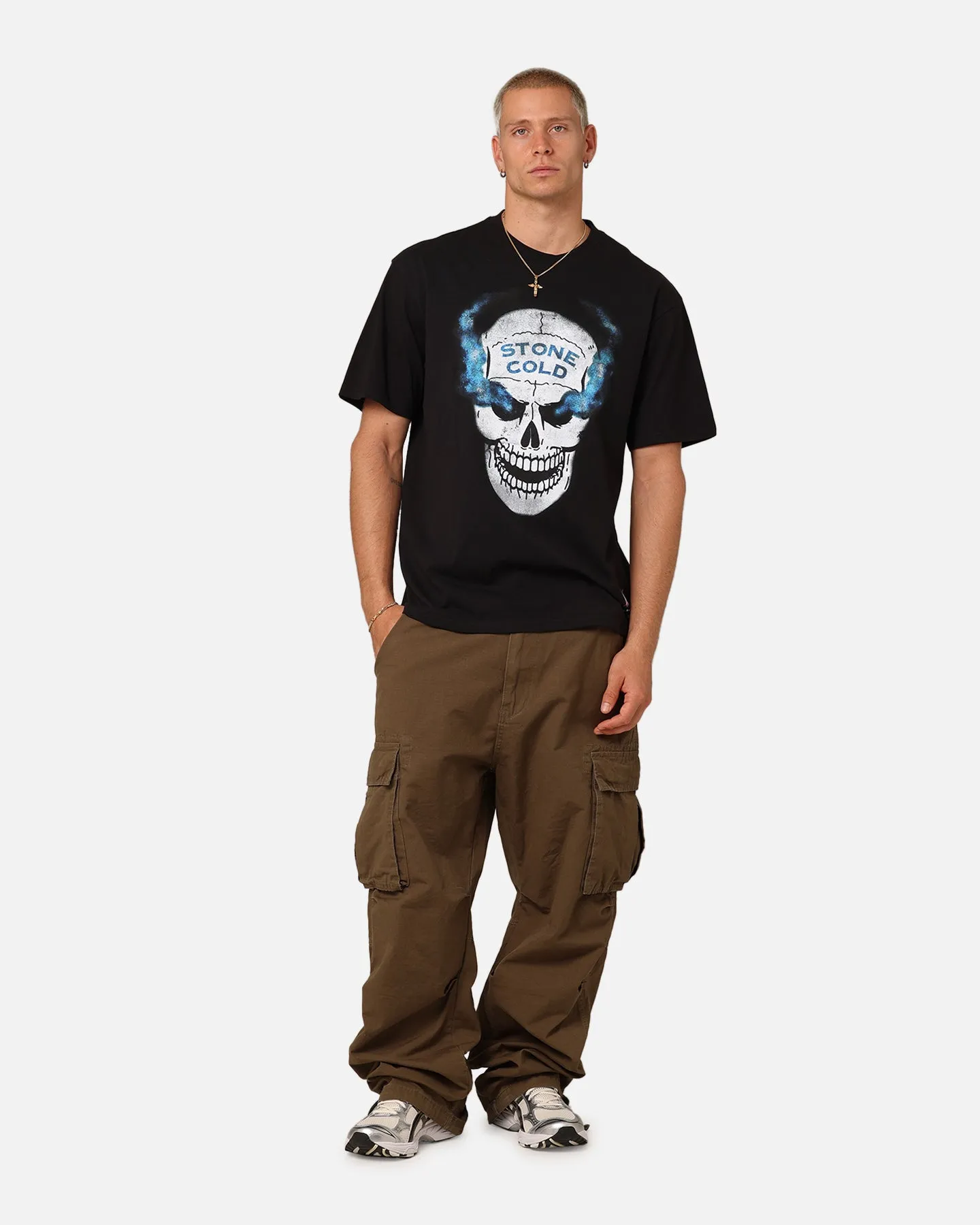 Mitchell & Ness X WWE Stone Cold Steve Austin Skull T-Shirt Overdyed Black