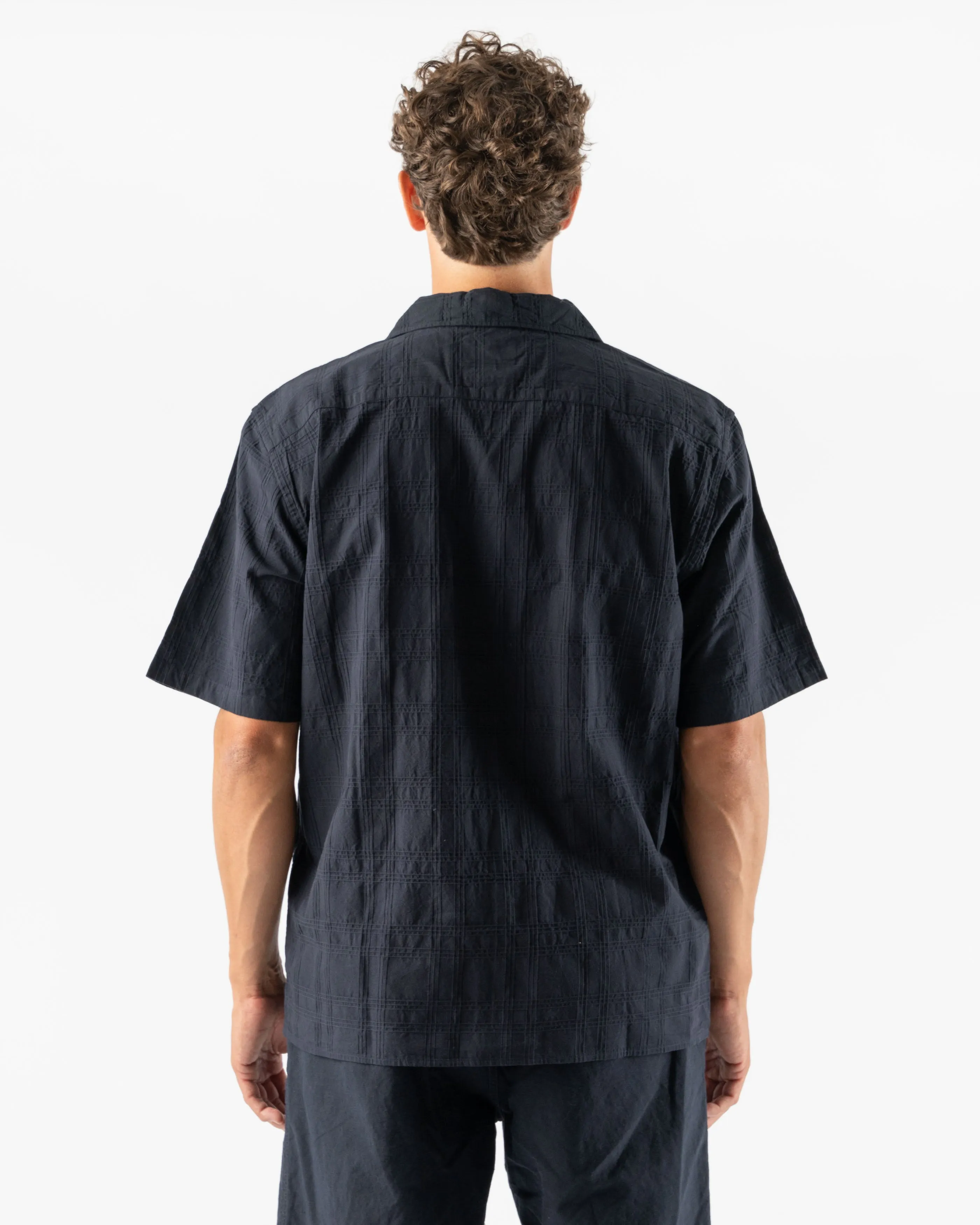 Norse Projects Carsten Relaxed Dobby Check Shirt in Dark Navy