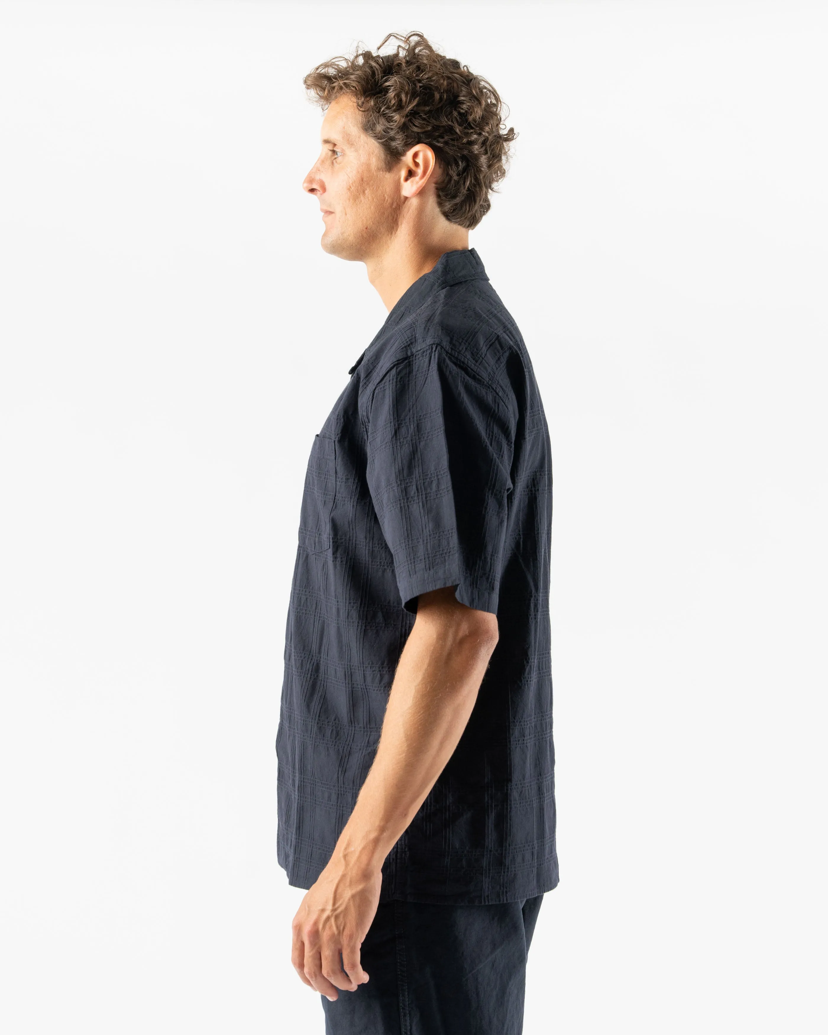 Norse Projects Carsten Relaxed Dobby Check Shirt in Dark Navy