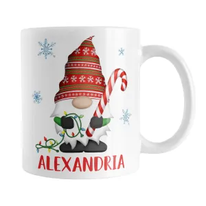 Personalized Holiday Candy Cane Gnome Mug