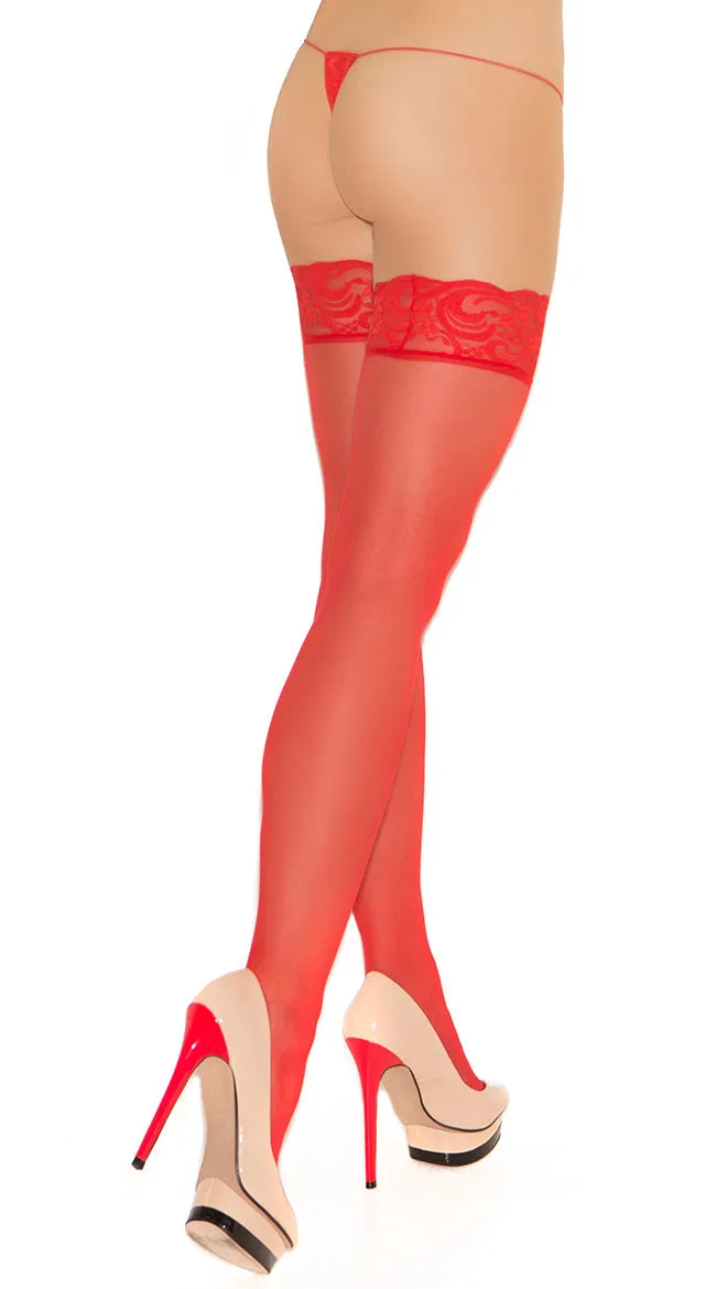 Plus Size Lace Top Stockings